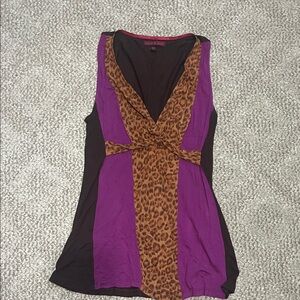 Tristan Purple and Leopard Print Blouse